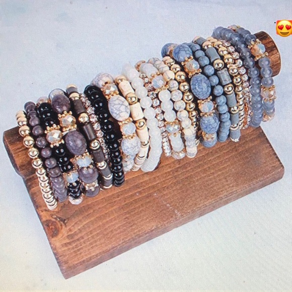 Gray Multibead Stackable Bracelets - Picture 3 of 3